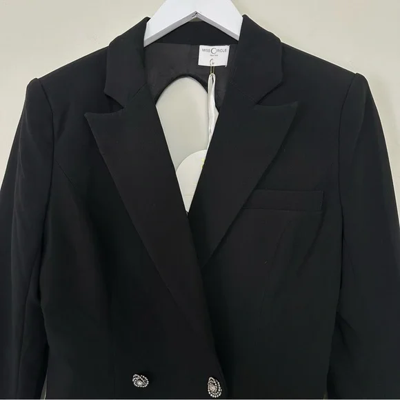 Miss Circle Quilla Black Feather Crystal Sleeve Backless Blazer Dress -  threedaughtersproperties.com
